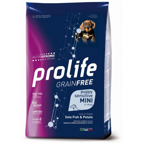 PROLIFE DOG PUPPY SENSITIVE GRAIN FREE MINI SOGLIOLA & PATATE 2 KG.