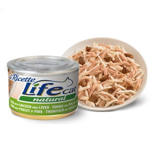 LIFE CAT NATURAL RICETTE TONNO CON POLLO & FEGATINI 150 GR.