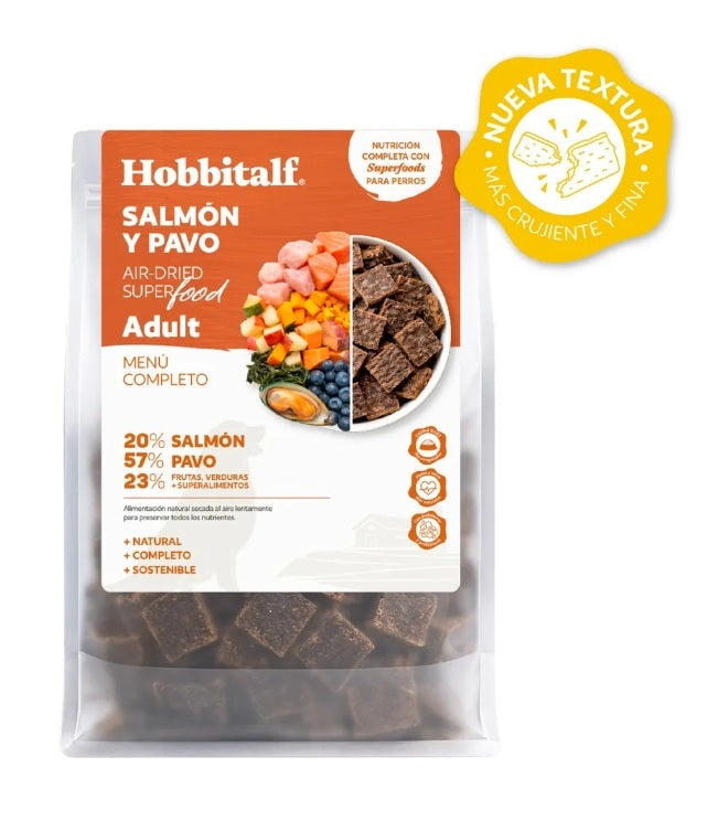 Hobbit-Alf  Menù SUPERFOOD a base di Salmone & _Tacchino essiccato all'aria per cani adulti e cuccioli 800 gr