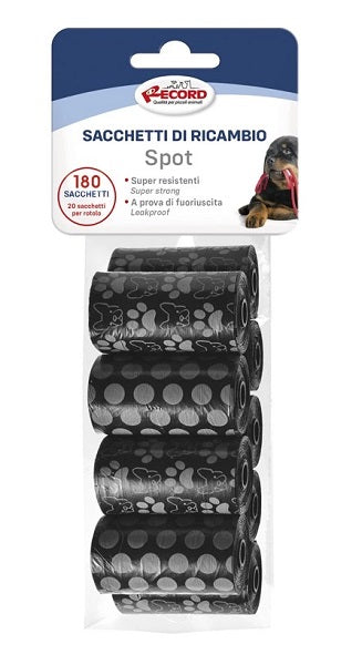 RECORD SACCHETTI IGIENICI BLACK SPOT NERI 9 ROTOLI