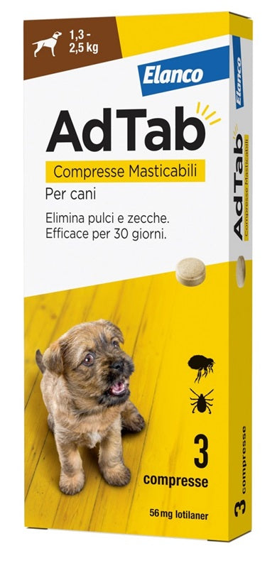 ELANCO ADTAB CANE (56,25 MG. / 1,3 - 2,5 KG.) 3 CPR.