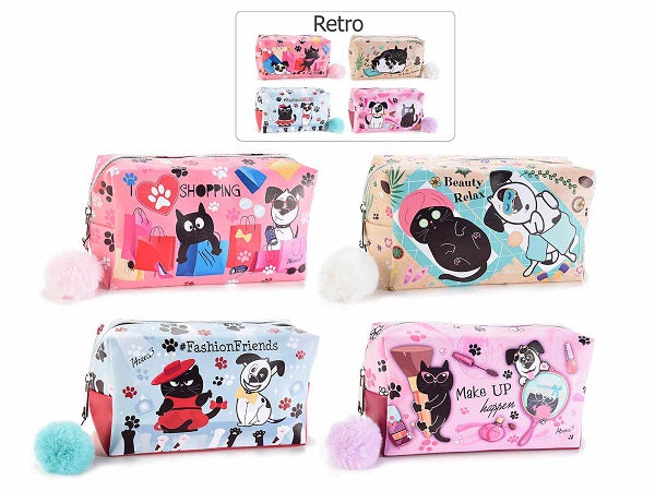 ASTUCCIO BEAUTY IN SIMILPELLE CON POMPON "BEST FRIENDS"