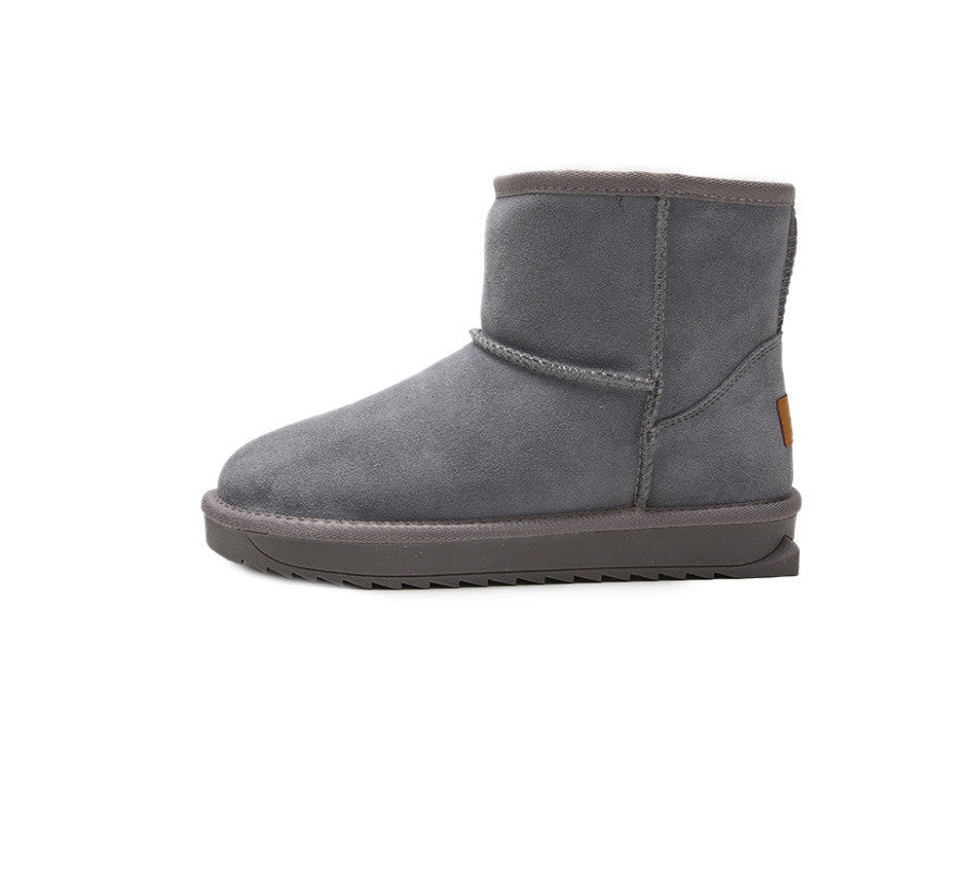 New Flat Bottom Medium Cotton Shoes Plush Snow Boots For Women-4