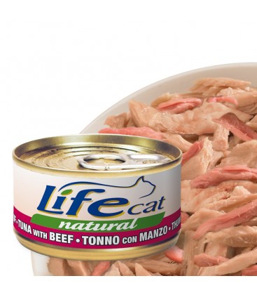 LIFE CAT NATURAL TONNO CON MANZO 85 GR.