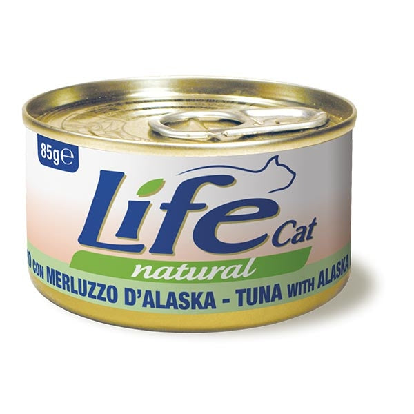 LIFE CAT NATURAL TONNO CON MERLUZZO D'ALASKA 85 GR.