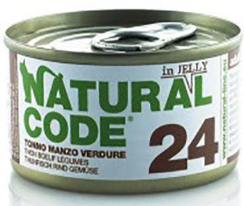 NATURAL CODE 24 TONNO CON MANZO & VERDURE IN JELLY 85 GR.