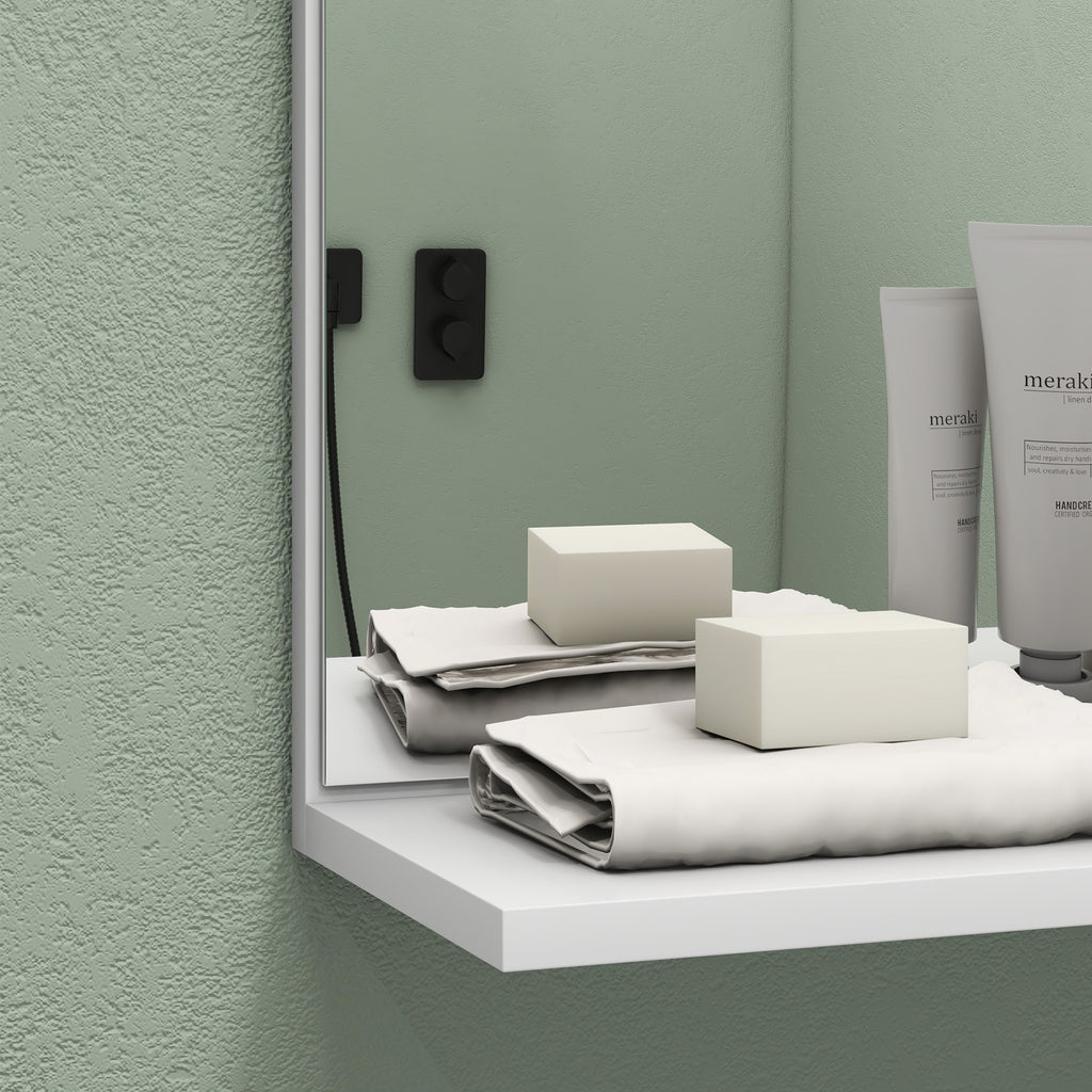 Miroir mural de salle de bain avec 3 étagères latérales 1 étagère inférieure en bambou 45 x 15 x 58,5 cm blanc-8