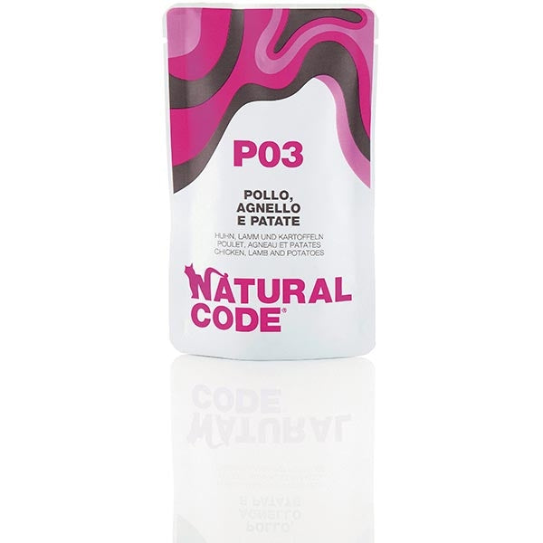 NATURAL CODE P03 POLLO, AGNELLO & PATATE 70 GR.