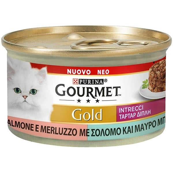 GOURMET GOLD INTRECCI DI GUSTO SALMONE & MERLUZZO 85 GR.