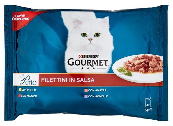 GOURMET PERLE FILETTI IN SALSA (MANZO, POLLO, ANATRA, AGNELLO) 4 x 85 GR.