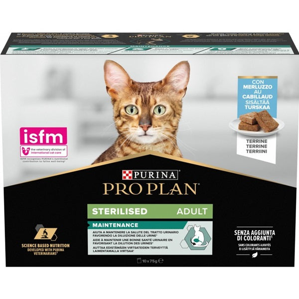 PURINA PRO PLAN CAT NUTRI SAVOUR STERILISED TERRINE CON MERLUZZO MULTIPACK (10 x 85 GR.)