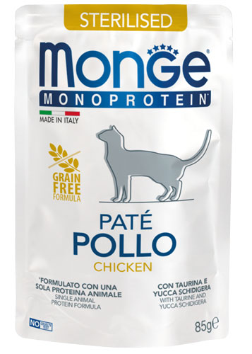 MONGE CAT MONOPROTEIN PATE' STERILISED POLLO 85 GR.