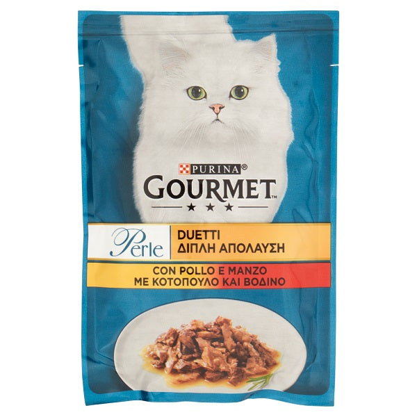 GOURMET PERLE DUETTI CON POLLO & MANZO 85 GR.
