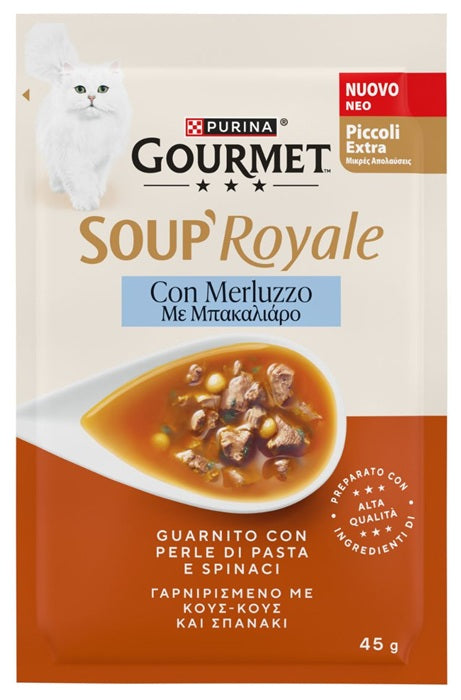 GOURMET SOUP ROYAL CON MERLUZZO, PERLE DI PASTA & SPINACI 45 GR.