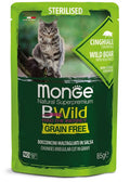 MONGE BWILD CAT GRAIN FREE STERILISED BOCCONCINI CINGHIALE & ORTAGGI 85 GR.