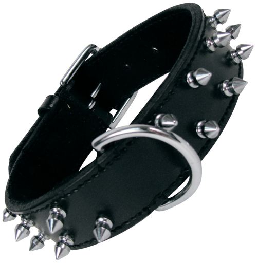 GLORIA COLLARE IN PELLE CON BORCHIE 55 CM. NERO