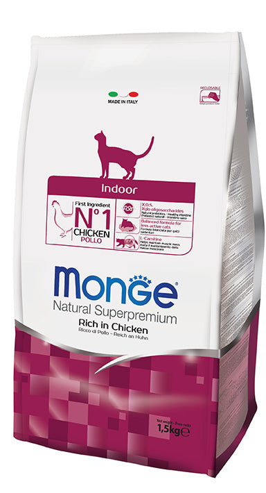 MONGE SUPERPREMIUM CAT INDOOR RICCO DI POLLO 1,5 KG.