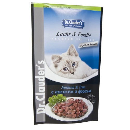 DR.CLAUDER'S CAT PREMIUM SALMONE & TROTA IN GELATINA 100 GR.