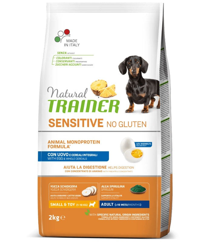 NATURAL TRAINER SENSITIVE ADULT MINI UOVO & CEREALI INTEGRALI 2 KG.