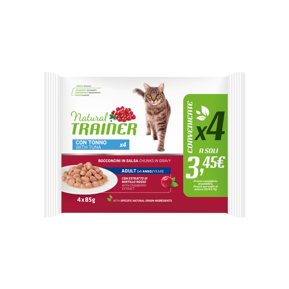 NATURAL TRAINER CAT ADULT TONNO MULTIPACK 4 x 85 GR.