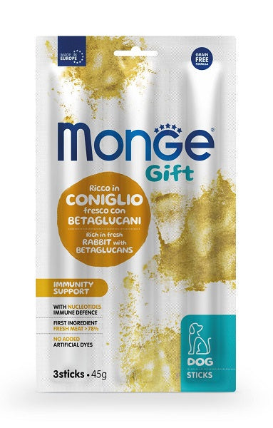 *MONGE GIFT STICKS IMMUNITY SUPPORT CONIGLIO & BETAGLUCANI 45 GR. / 3 PZ.