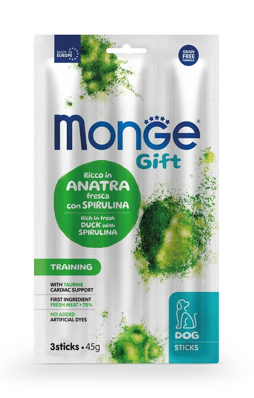 MONGE GIFT STICKS TRAINING ANATRA & SPIRULINA 45 GR. / 3 PZ.