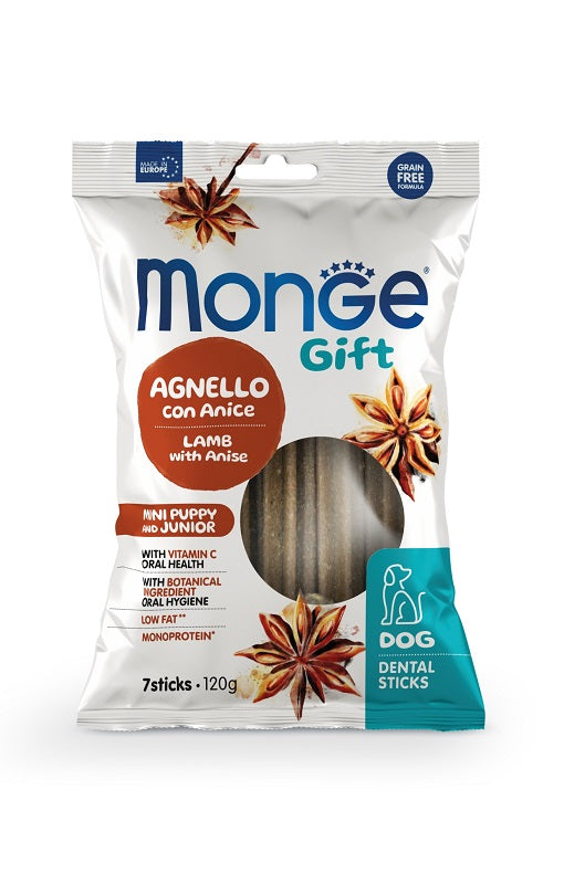 MONGE GIFT DENTAL STICKS PUPPY & JUNIOR AGNELLO & ANICE 120 GR. / 7 PZ.