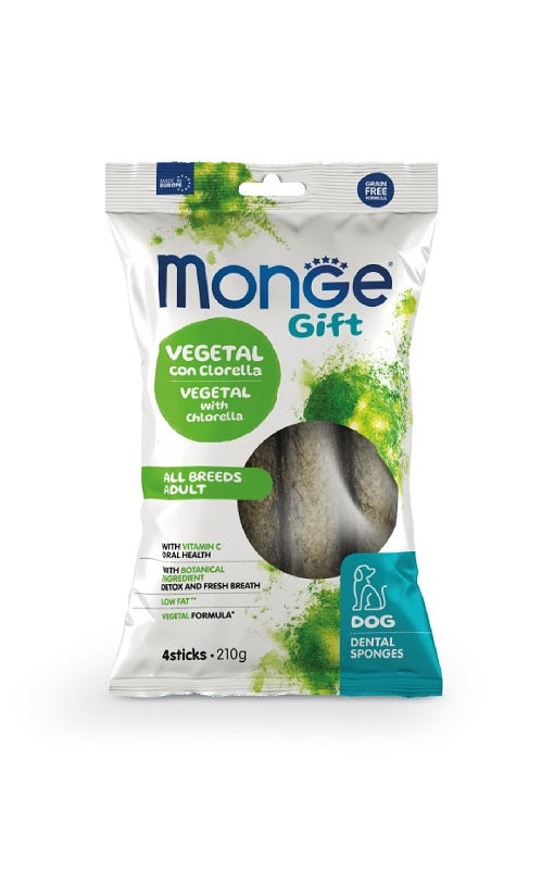 *MONGE GIFT DENTAL SPONGE VEGETAL CLORELLA & MENTA 210 GR. / 4 PZ.