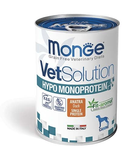 MONGE VETSOLUTION DOG HYPOALLERGENIC MONOPROTEIN ANATRA 400 GR.