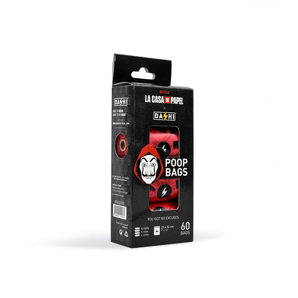 DASHI SACCHETTI BIODEGRADABILI "CASA DE PAPEL" 4 ROTOLI DA 15 PZ.