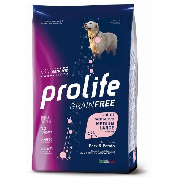 PROLIFE DOG ADULT SENSITIVE MEDIUM/LARGE MAIALE & PATATE 10 KG.