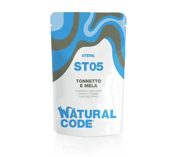 NATURAL CODE STERIL 05 TONNO & MELA 70 GR.