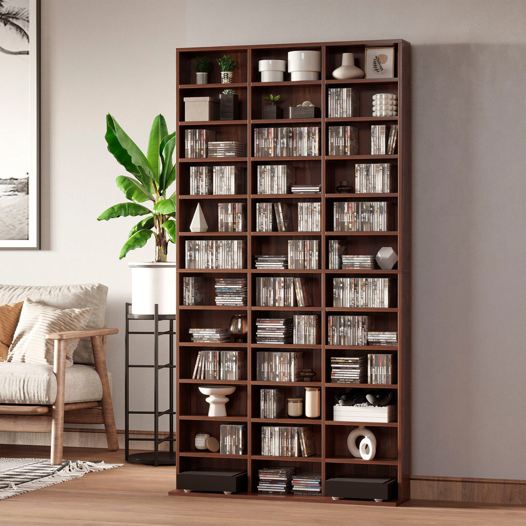 Rangements pour CD et DVD, étagère rangement, capacity max. 1116 CD/528 DVD, 36 compartiments et étagères réglables-1