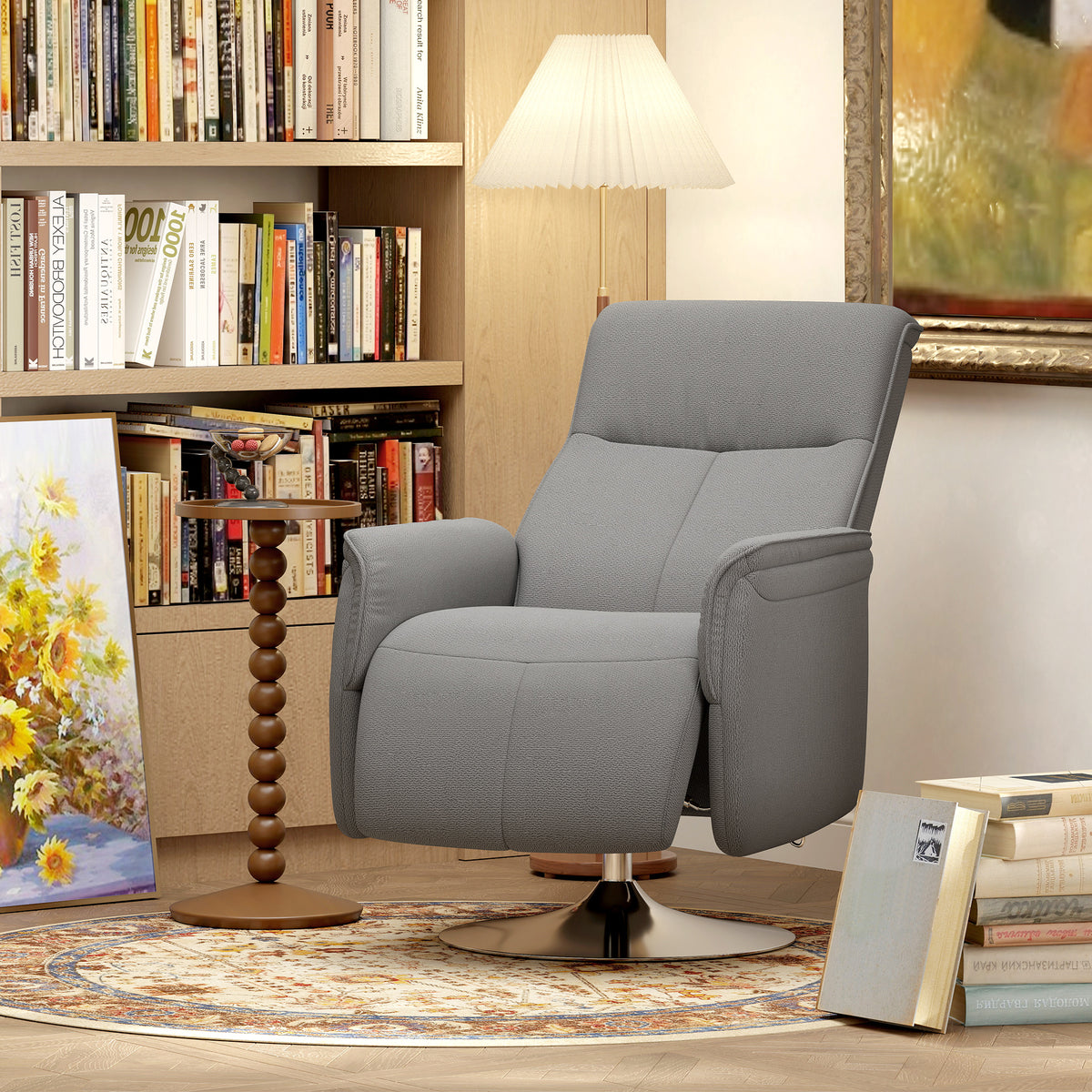 Fauteuil relax massant fauteuil de relaxation inclinable pivotant dossier et repose-pieds réglable 68,5x77x117cm gris-7