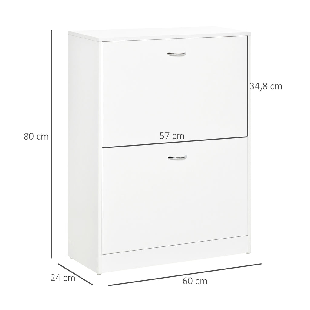 Armoire à Chaussures Meuble à Chaussures dim. 60L x 24l x 80H cm 2 Portes abattantes Blanc-2