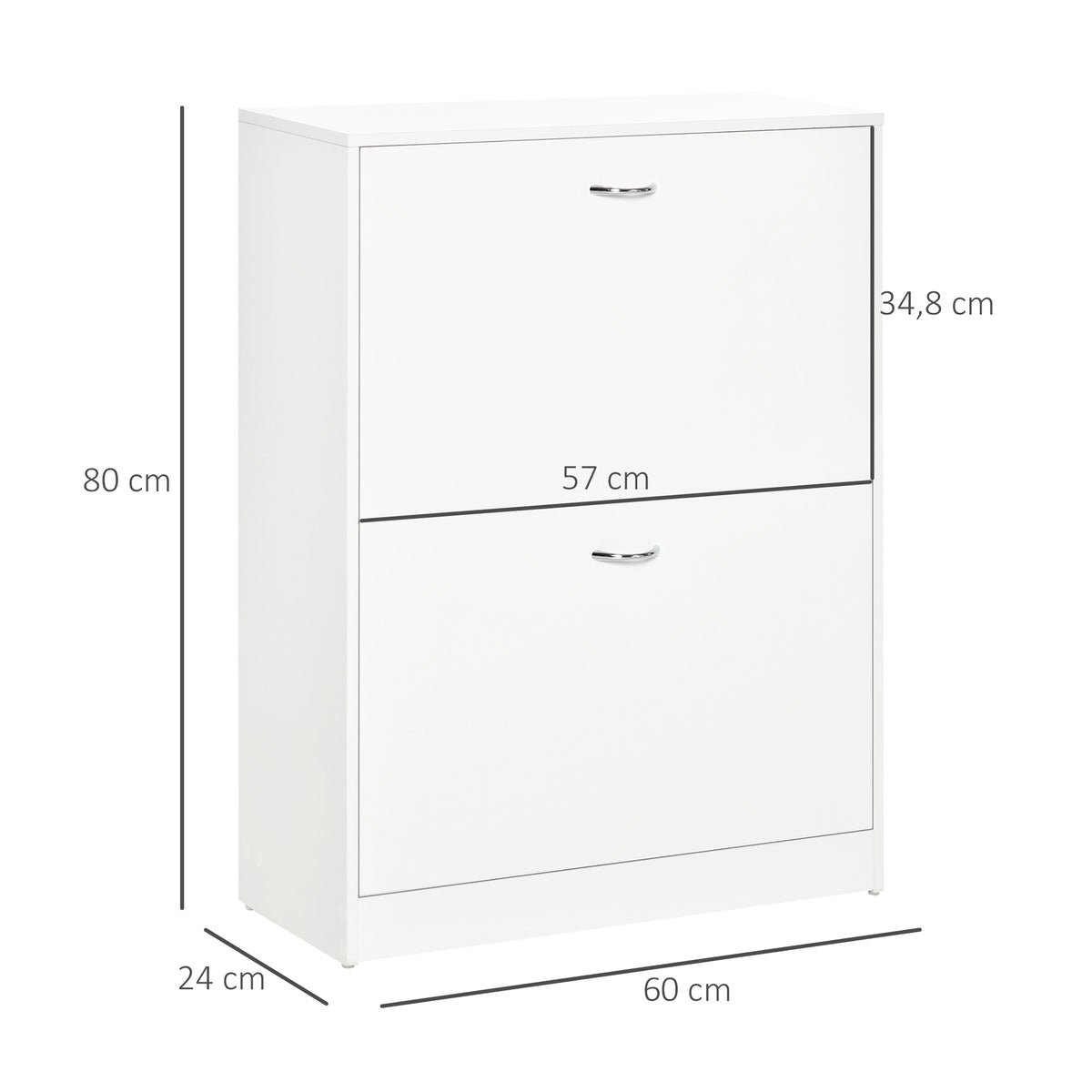 Armoire à Chaussures Meuble à Chaussures dim. 60L x 24l x 80H cm 2 Portes abattantes Blanc-2