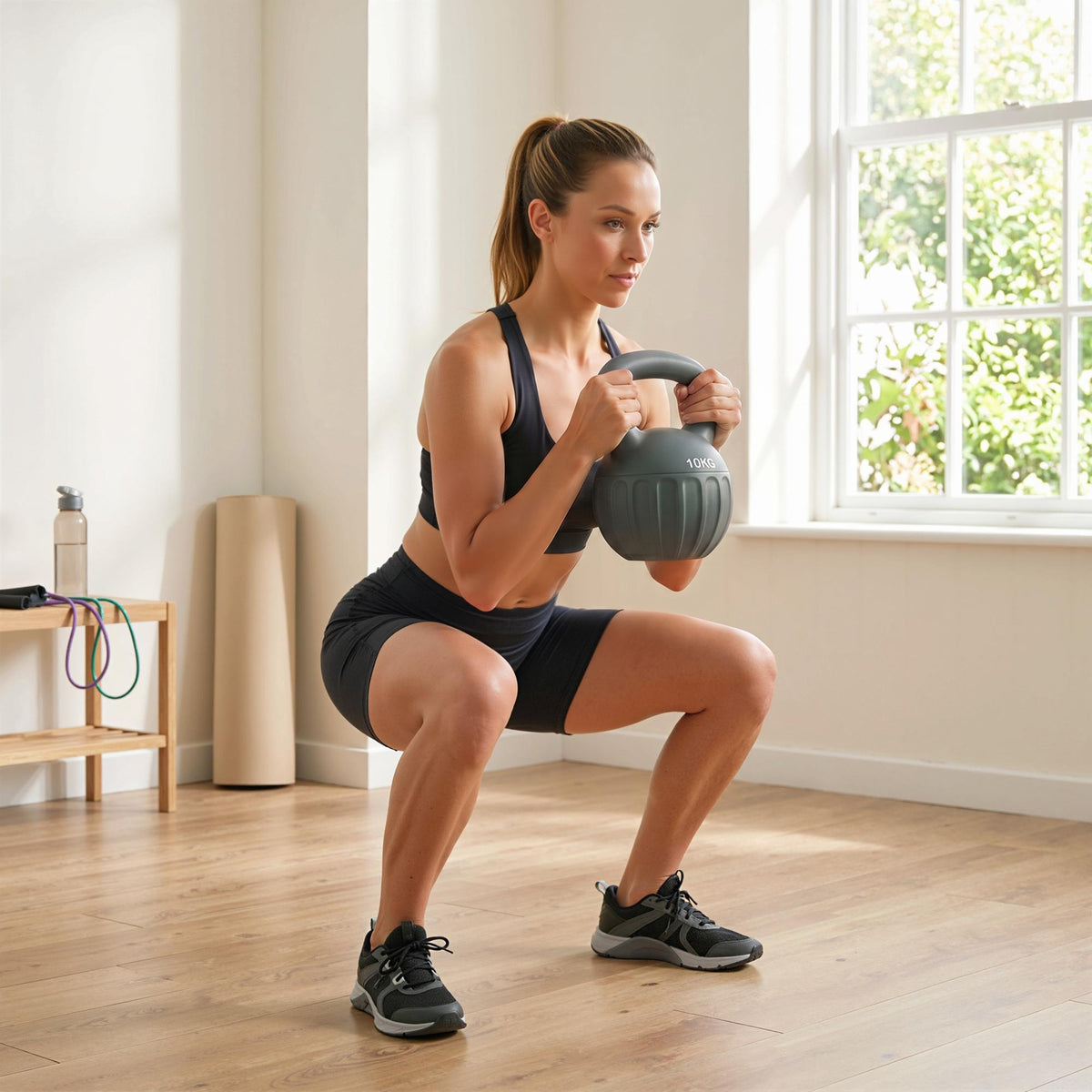 Kettlebell 10 kg, Haltère avec Poignée Antidérapante, Haltère à Boule, Musculation, Entraînement, pour Gym, Gris-9