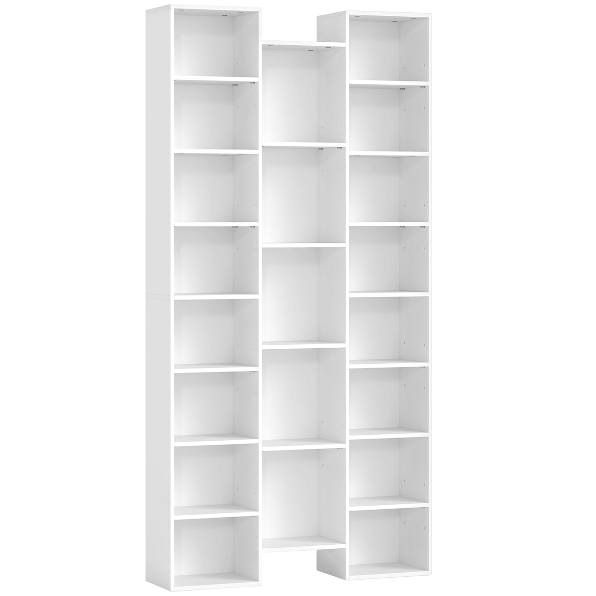 Bibliothèque, étagère à livres, étagère de rangement, 21 compartiments et 10 étagères réglables, 89,5x23,5x181cm, blanc-0