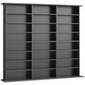 Meuble de rangement 1032 CDs / 594 DVDs, étagère multimédia, 24 compartiments et 18 étagères ajustables, noir-0