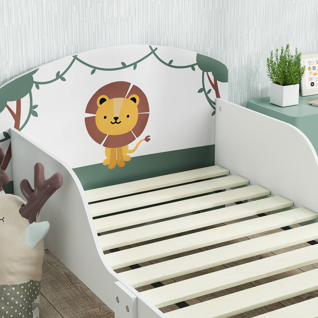 Lit enfant 70 x 140 cm, lit pour enfant avec barriere de securite et sommier à lattes, espace de rangement, vert-8