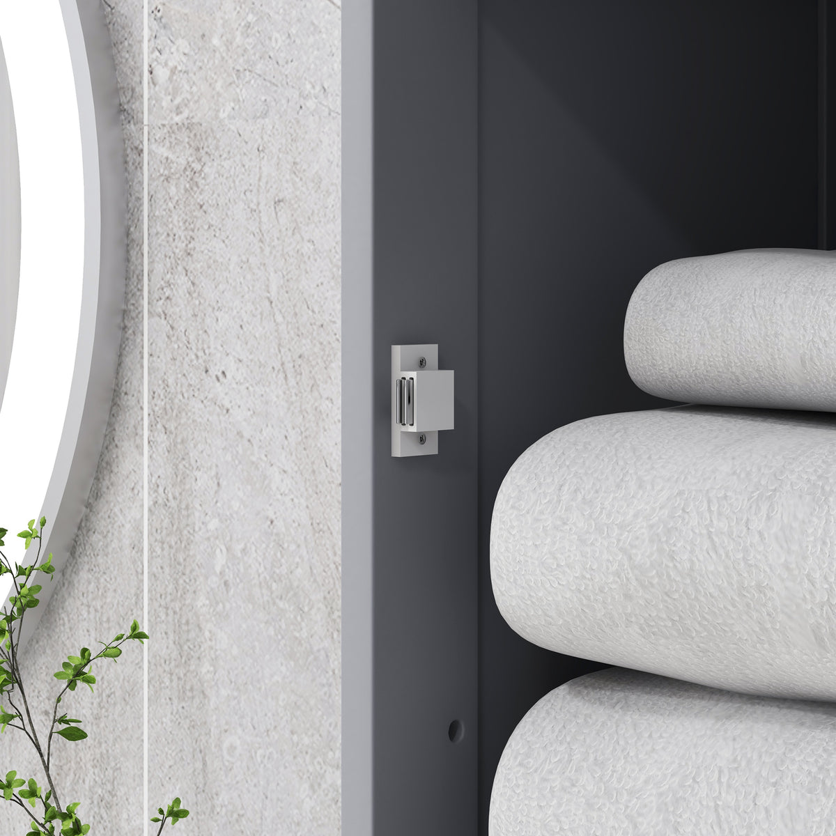 Meuble Colonne de Salle de Bain Placard Porte Acrylique 2 étagères Placard Porte 1 étagère tiroir MDF Gris-8