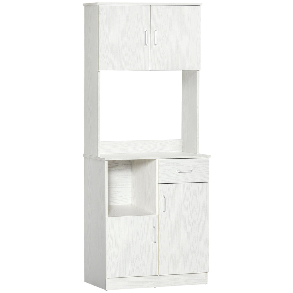Buffet de cuisine armoire de cuisine multi-rangements 4 portes 1 tiroirs étagère + grand plateau blanc-0