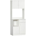 Buffet de cuisine armoire de cuisine multi-rangements 4 portes 1 tiroirs étagère + grand plateau blanc-0