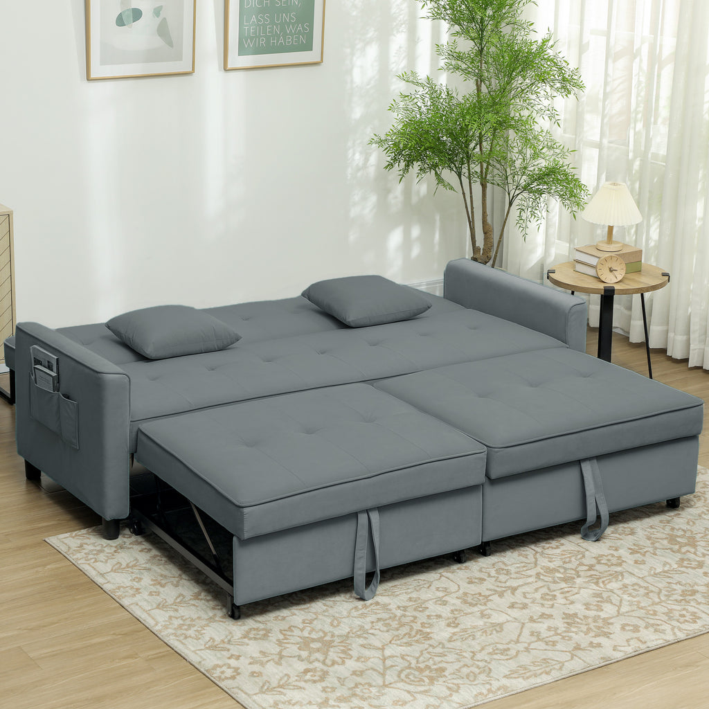 Canapé convertible 3 places canapé-lit clic-clac réversible avec dossier réglable et coussins, 196 x 90 x 89 cm, gris-9