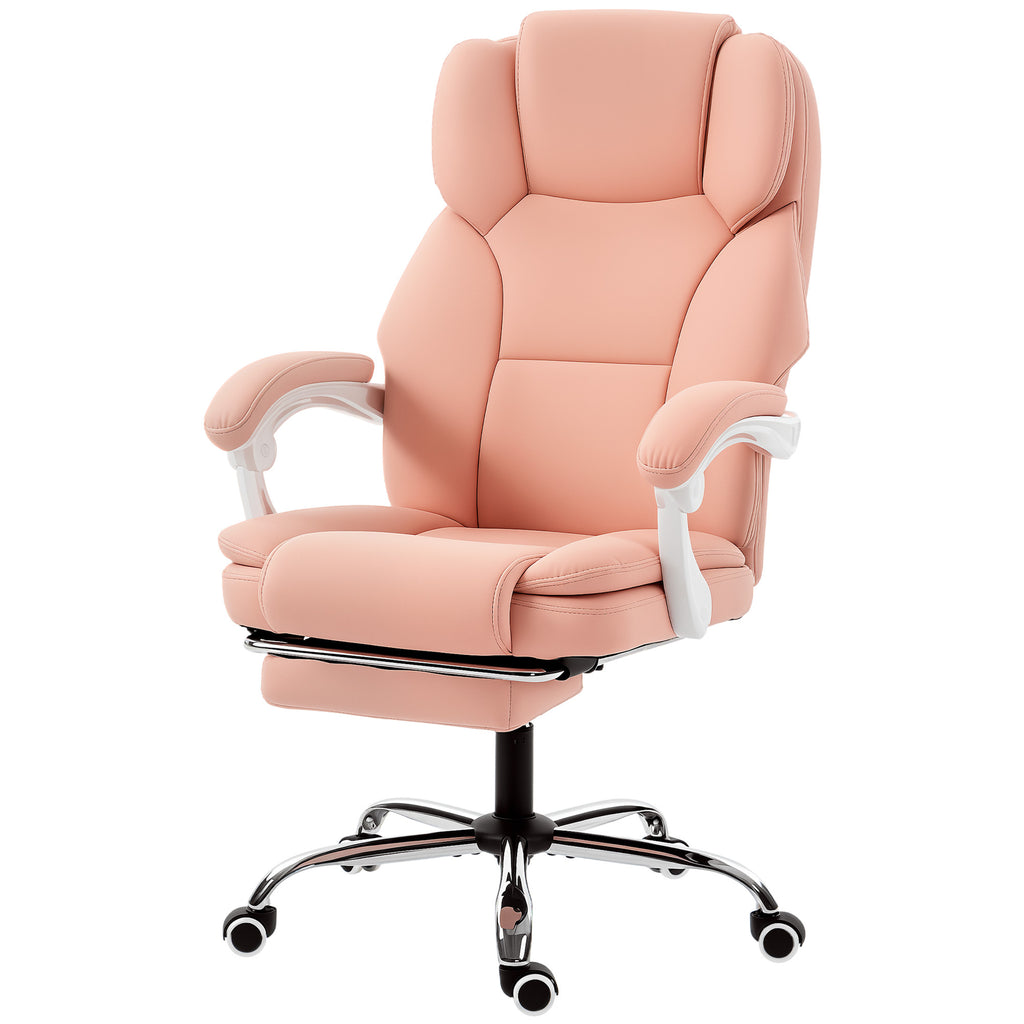 Chaise Bureau Ergonomique, Fauteuil de Bureau Inclinable en Cuir Synthétique Adapté aux Animaux, Hauteur Réglable, Rose-0