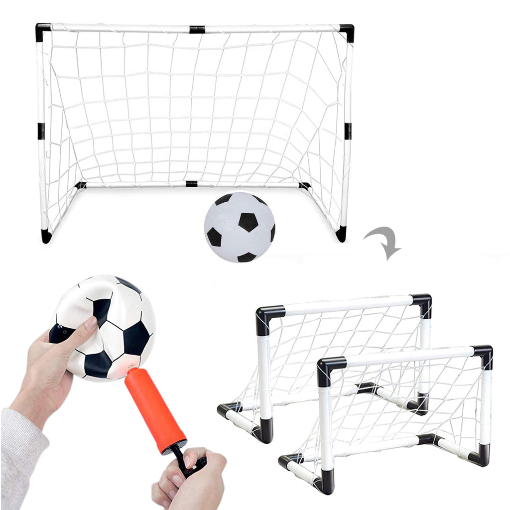 Porta da calcio 2 in 1 con pallone e pompa