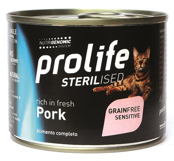 PROLIFE CAT STERILISED GRAIN FREE SENSITIVE MAIALE 200 GR.