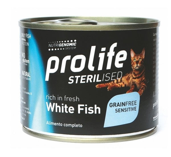 PROLIFE CAT STERILISED GRAIN FREE SENSITIVE PESCE BIANCO 200 GR.