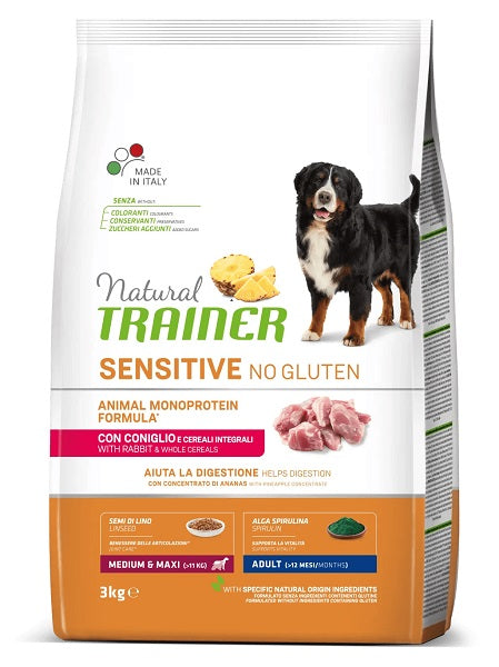 NATURAL TRAINER SENSITIVE ADULT MEDIUM/MAXI CONIGLIO 3 KG.