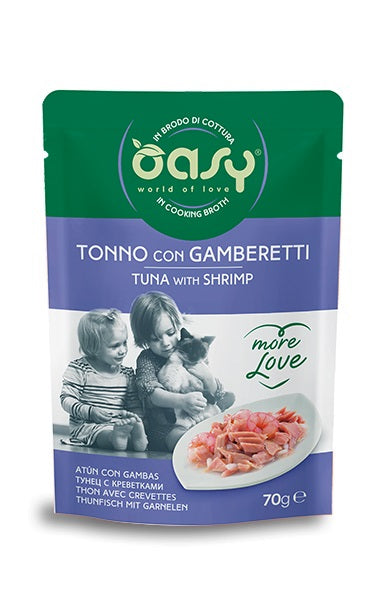 OASY MORE LOVE BRODO DI COTTURA TONNO & GAMBERETTI 70 GR.